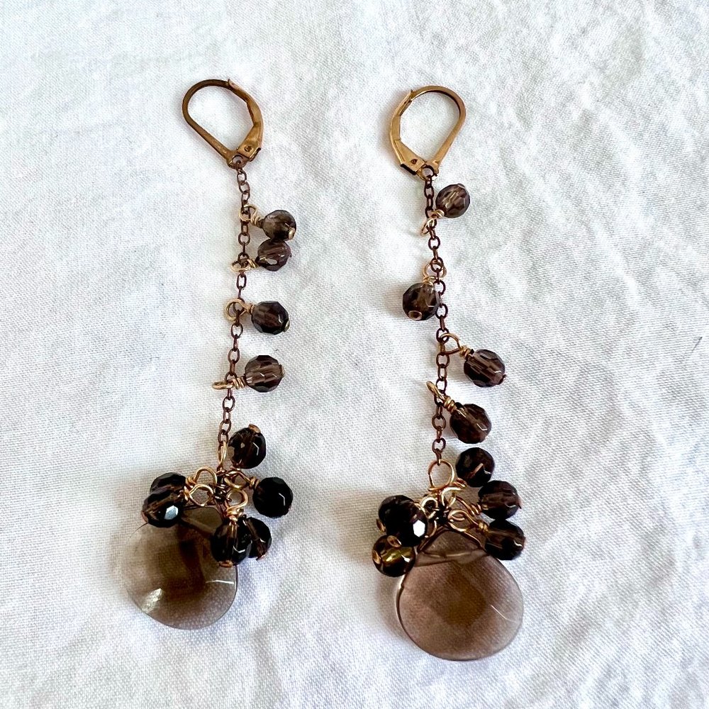 Smoky Topaz Statement Earrings